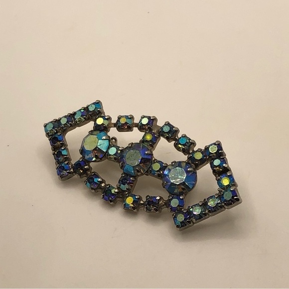 Vtg Coro Aurora AB Crystal Brooch 2.3” - Picture 4 of 5